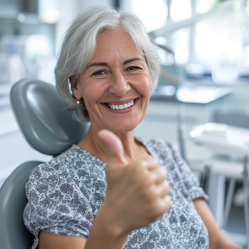 Woman smiling after learning the cost of sleep apnea treatment in Arlington Heights