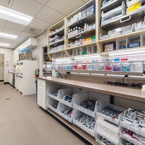 Sanitation and storage area in dental office