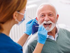 Senior man at a dental checkup